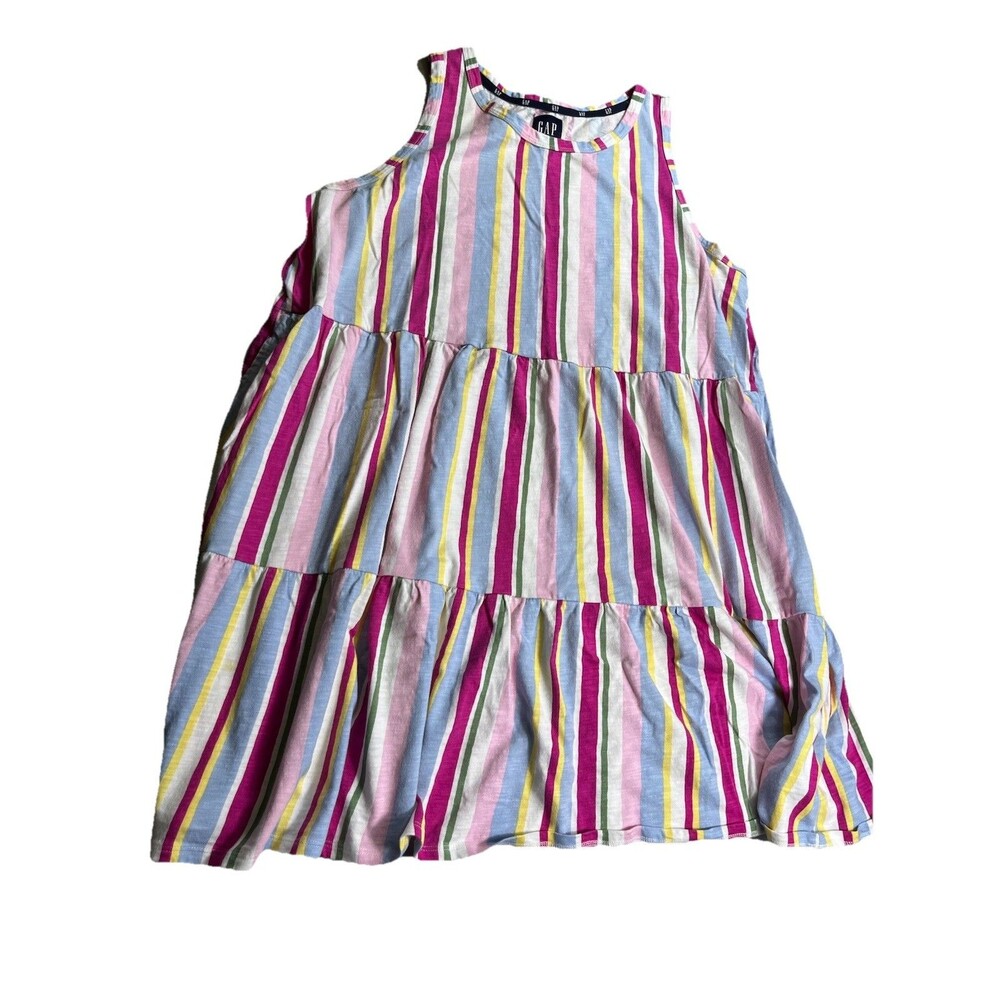 GAP Womens Tiered Dress XXL Multicolor Stripe Sleeveless Babydoll Summer Dress